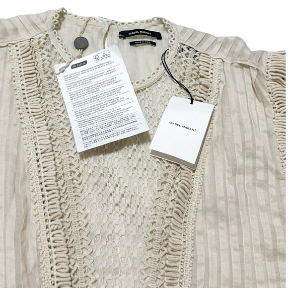 Isabel Marant Roya Sleeveless Lattice-Lace Neck Blouse, Size  FR 44/US 12 - Picture 10 of 13